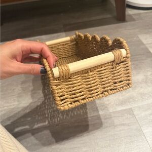 Woven Rectangular Basket with Handles